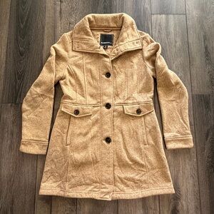 Weatherproof 1948 Fleece Button-Front Walking Coat Jacket Tan M Cozy Warm